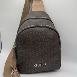 GUESS Dark Brown and Tan Messenger CrossBody Bag - new - 17